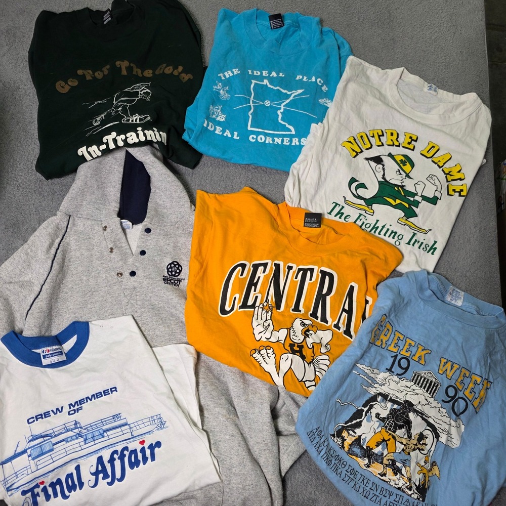 Vintage 80s 90s Shirt Lot Graphic Tee Hoodie Epcot Notre Dame Champion Bundle